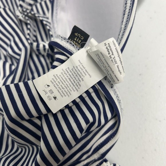 Nip Tuck One Piece Swimsuit Bathing Suit Navy White Stripes Multi Fit Cups US 8 - Picture 8 of 8